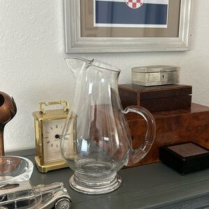 Tall Glass Beverage Pitcher with Sterling Silver Base